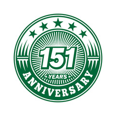 151 years logo. One hundred fifty one years anniversary celebration logo design. Vector and illustration.