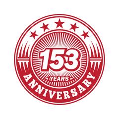 153 years logo. One hundred fifty three years anniversary celebration logo design. Vector and illustration.