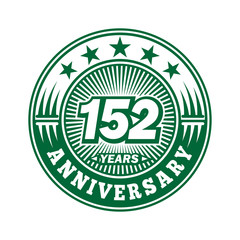 Obraz premium 152 years logo. One hundred fifty two years anniversary celebration logo design. Vector and illustration.