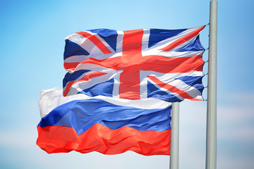 Flags of Great Britain and Russia