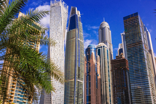 Modern residential architecture of Dubai Marina, UAE
