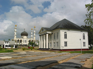 Synagogue and Mosque next to each other in Paramaribo Suriname