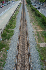 Obraz premium train tracks viewed from above