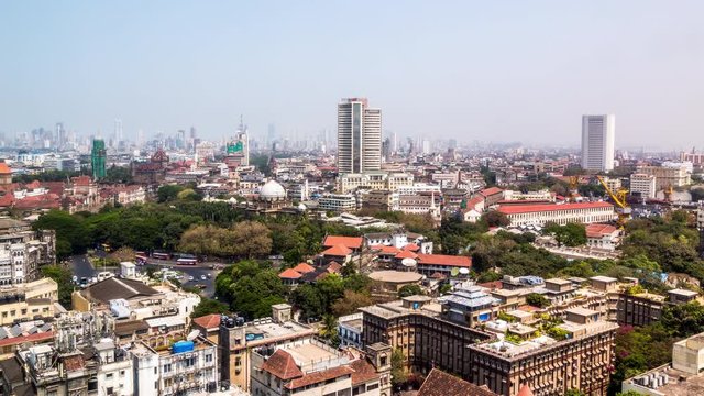 High angle view of Colaba downtown in Mumbai, India time lapse