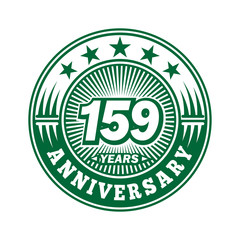 159 years logo. One hundred fifty nine years anniversary celebration logo design. Vector and illustration.