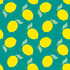 Seamless pattern with ripe lemons. Background with citrus fruits.