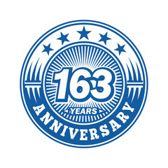 163 years logo. One hundred sixty three years anniversary celebration logo design. Vector and illustration.