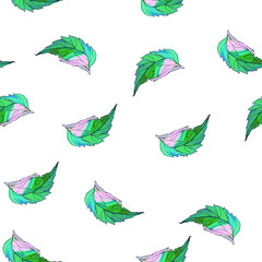 Seamless pattern with  wings  romantic elements endless texture for  design   , a bird's wing, the leaves of the trees