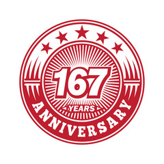 167 years logo. One hundred sixty seven years anniversary celebration logo design. Vector and illustration.