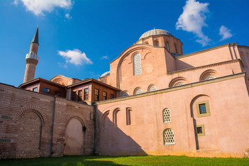 Fototapeta na wymiar Zeyrek Mosque, also known as the Monastery of the Pantocrator, in the Zeyrek district of Fatih, Istanbul, Turkey. Converted from two previous Eastern Orthodox churches and a chapel, it is the second l