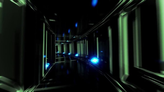 futuristic clean scifi glass tunnel corridor with glowing lights 3d illustration live wallpaper motion background visual vj loop