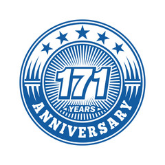 171 years logo. One hundred seventy one years anniversary celebration logo design. Vector and illustration.