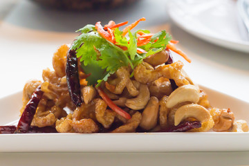 Crispy Pork Skin, Thai Food isolated on white