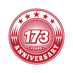 173 years logo. One hundred seventy three years anniversary celebration logo design. Vector and illustration.
