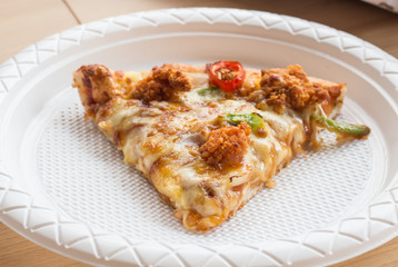 Hot cheese and chicken pizza, Italian food
