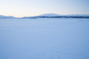 winter landscape in sweden in the evening