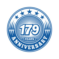 179 years logo. One hundred seventy nine years anniversary celebration logo design. Vector and illustration.