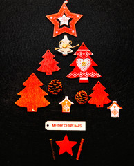 Christmas tree ornament flat lay