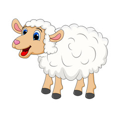  Sheep Cartoon Mascot Character Standing for farm concept. happy vector white lamb isolated on white background