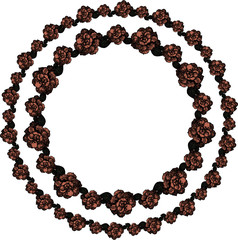 A double wreath of roses on a white background. Vector.