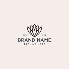 lotus vintage logo design template vector