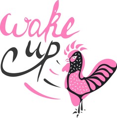 Abstract rooster of the shapes and the words 