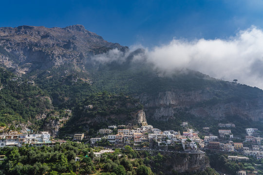 Colorful village Positano at the foot of Monte San Michele in Amalfi Coast, Italy