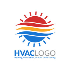 HVAC logo design, heating ventilation and air conditioning logo or icon template.