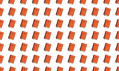 Seamless pattern of books with bookmarks on a white background. Vector.