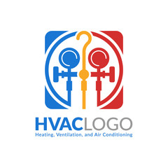 HVAC logo design, heating ventilation and air conditioning logo or icon template.