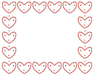 Rectangular frame of strawberries in the shape of hearts on a white background. Vector.