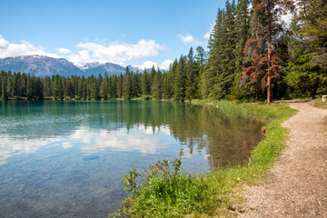 lake shoreline Jasper National Park landscape 
