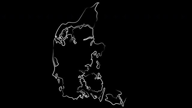 Denmark randers coloring the map and flag. Motion design.