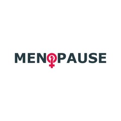 Female sign icon in menopause word. Silhouette of woman head. Woman health