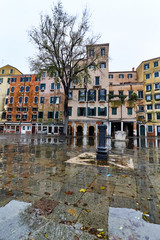 empty flooded square in the ghetto of venice in cannaregio