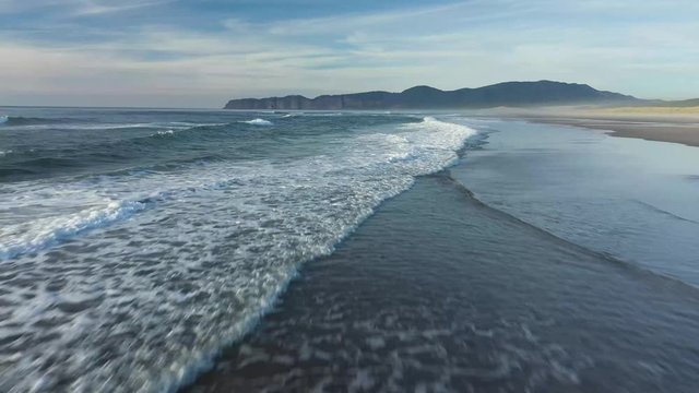 Overhead Drone Video Directly Over The Waves On The Oregon Coast In Tierra Del Mar Located Near Pacific City.