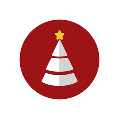 Christmas tree flat icon. Design template vector