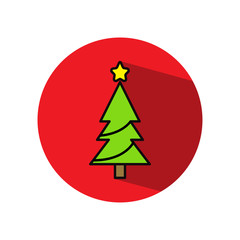 Christmas tree flat icon. Design template vector