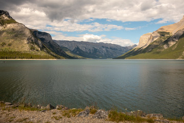 Fototapeta na wymiar lake in the mountains on overcast day 