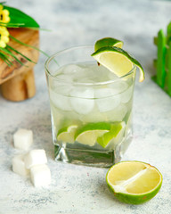 water with lime and ice