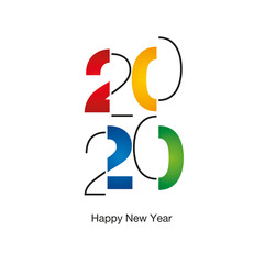 2020 Happy New Year modern colorful black light typography white isolated vector logo icon