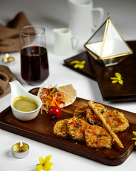 vegetable cutlets with sauce and juice