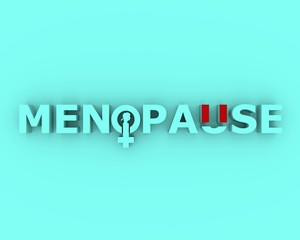 Female sign icon in menopause word. Silhouette of woman head. Woman health. 3D rendering