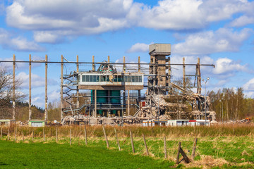 Old factory being demolished in the countryside
