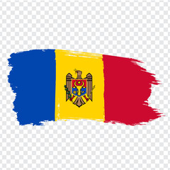 Flag  Republic of Moldova from brush strokes.  Flag  of Moldova on  transparent background for your web site design, logo, app, UI. Europe. Vector illustration EPS10