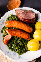 oldenburg kale with pinkel sausage and kassler