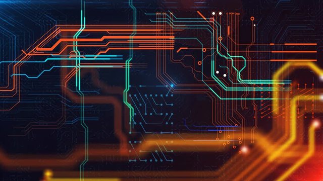 3d rendening of Circuit board. Abstract animation of Electronic computer hardware technology.