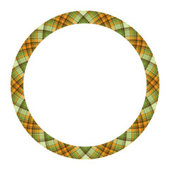 Naklejka premium Circle borders and frames vector. Round border pattern geometric vintage frame design. Scottish tartan plaid fabric texture. Template for gift card, collage, scrapbook or photo album and portrait..