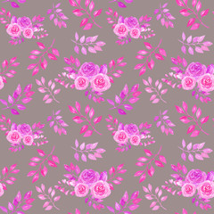 Watercolor seamless pattern with roses.