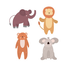 Doodle african vector animals for fabric design. Trendy pattern. African tree. African wildlife. Trendy decor.